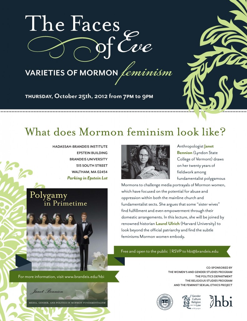 Varieties of Mormon Feminism: Boston-area Lecture This Thursday!