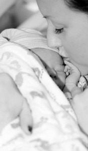 Photo of Jen and the baby she gave birth to, by Erin Gadd, Pink Daffodil Photograph