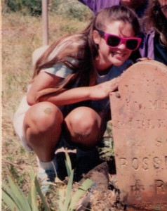 Cleaning a pioneer graveyard during a service project for Young Men and Young Women