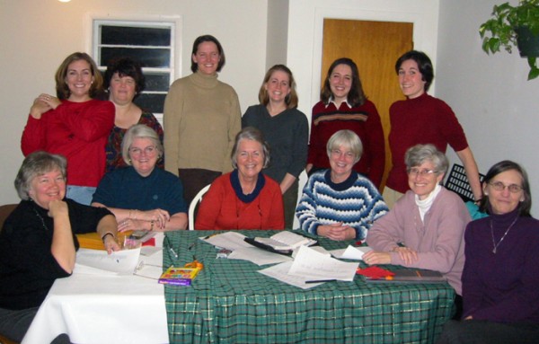 Exponent II Board Meeting December 2003 L-R back row: Heather Sundahl, Evelyn Harvill, Kimberly Burnett, Emily Clyde Curtis, Aimee Hickman, Michelle Martin Front row: Nancy Dredge, Barbara Taylor, Judy Dushku, Cheryl Howard DiVito, Robin Zenger Baker, Karen Call Haglund)