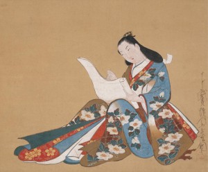 Woman Writing a Letter by Kaigetsudō Doshin