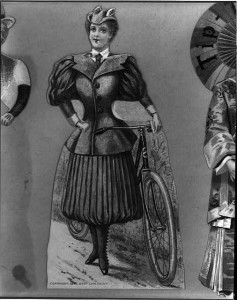 Woman with bicycle wearing bicycling costume, c1895., Library of Congress