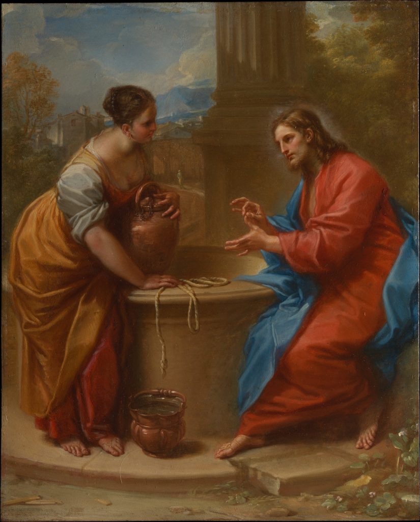 Benedetto Luti (Italian, Florence 1666–1724 Rome) Christ and the Woman of Samaria, 1715–20 Oil on copper; 15 × 12 1/8 in. (38.2 × 30.9 cm) The Metropolitan Museum of Art, New York, Purchase, Rogers Fund, by exchange, 2015 (2015.645) http://www.metmuseum.org/Collections/search-the-collections/702752