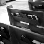 church pews with hymn books