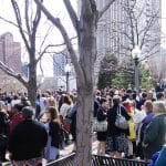 April 5, 2014 Ordain Women Action, large gathering at City Creek Park in preparation for walking to the Tabernacle to ask for entrance into the Priesthood Session of General Conference.