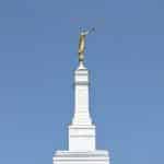 Top spire of a temple with the angel Moroni