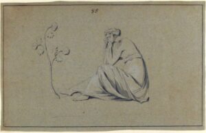 seated woman weeping drawing