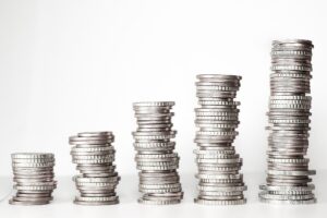 Stacks of silver coins