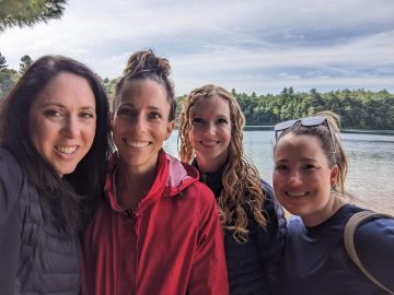 Katie Ludlow Rich, Natasha Rogers, Lindsay Denton, and Amy Clark Freeman at Walden Pond